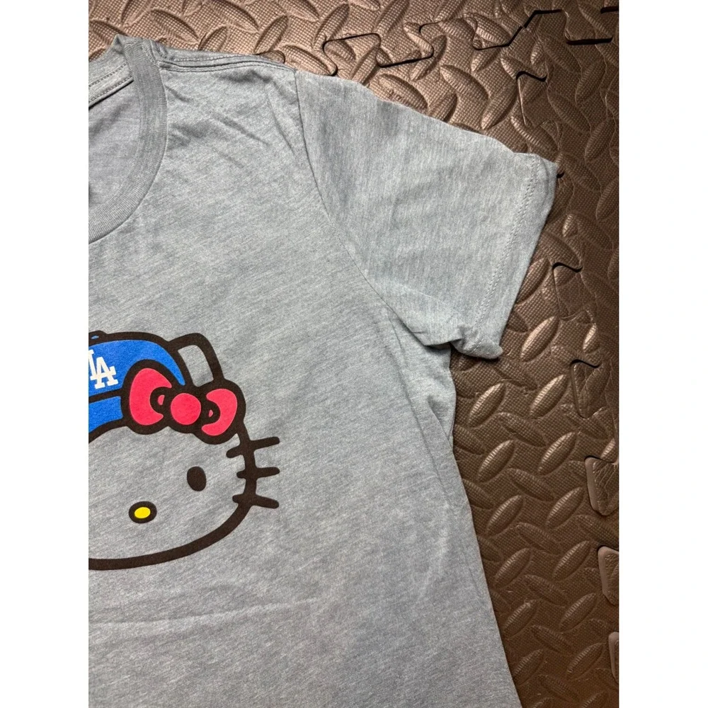 Hello Kitty LA Dodgers T-Shirt Gray Bella Canvas Sanrio MLB Baseball Tee XL - Picture 4 of 7
